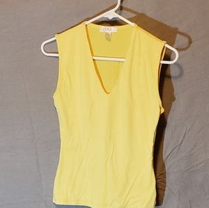 V-neck yellow fitted tank